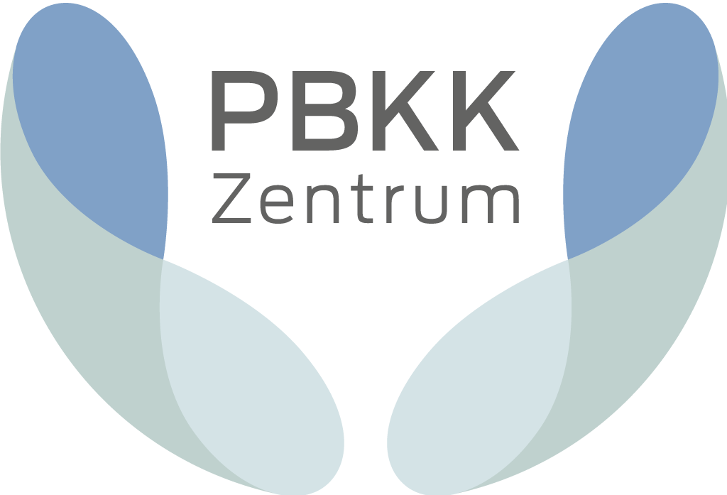 Logo des PBKK-Zentrums Düsseldorf in verschiedenen dezenten Blautönen für das Impressum.